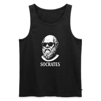 Socrates in Shades - Men's Premium Organic Tank Top - black - Front - AI Model Male 178 light (178cm)