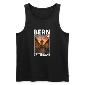 Bern - Männer Premium Bio Tank Top - Schwarz - Vorne - AI Model Male 178 light (178cm)