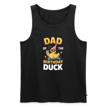 Papa du canard d’anniversaire - Débardeur bio Premium Homme - noir - Devant - Michal (187cm)