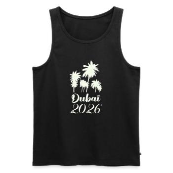 Dubai Palmen 2026 Script - Männer Premium Bio Tank Top - Schwarz - Vorne - AI Model Male 178 light (178cm)