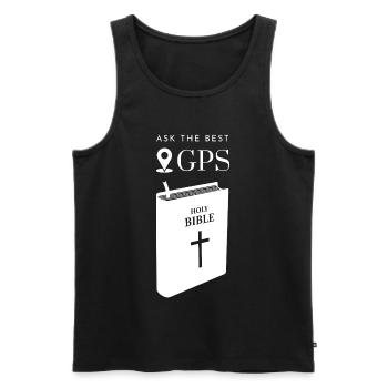 The best navigation system is the Bible (white) - Men's Premium Organic Tank Top - black - Front - AI Model Male 178 light (178cm)