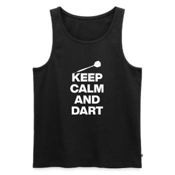 KEEP CALM AND PLAY DARTS! WEISS 180 DARTSPORT - Men's Premium Organic Tank Top - black - Front - Michal (187cm)