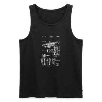 Trumpet – Technical Drawing Patent Vintage white - Men's Premium Organic Tank Top - black - Front - AI Model Male 178 light (178cm)