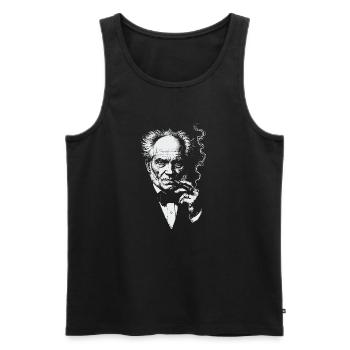 Arthur Schopenhauer raucht Zigarre - Männer Premium Bio Tank Top - Schwarz - Vorne - Michal (187cm)