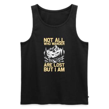 Not all who wander Hiking Mountains Mountaineering - Men's Premium Organic Tank Top - black - Front - Michal (187cm)