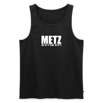 Coordonnées Metz - Débardeur bio Premium Homme - noir - Devant - AI Model Male 178 light (178cm)