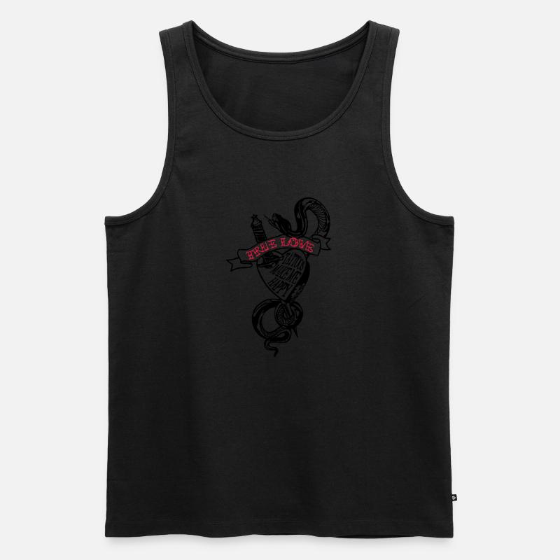TRUE LOVE - Männer Premium Bio Tank Top - Schwarz