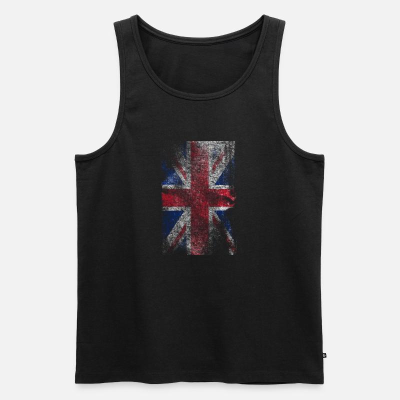 union jack - used look - Männer Premium Bio Tank Top - Schwarz