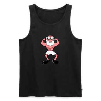 alt opa grossvater hornbrille bart bodybuilder sta - Männer Premium Bio Tank Top - Schwarz - Vorne - AI Model Male 178 light (178cm)