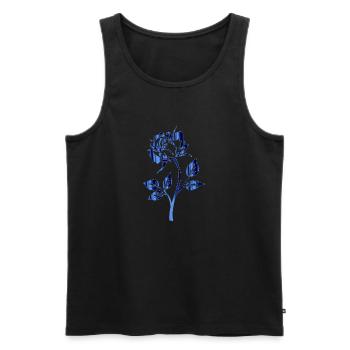 ROSE FLEUR MODERNE métallisé BLEU - Débardeur bio Premium Homme - noir - Devant - AI Model Male 178 light (178cm)
