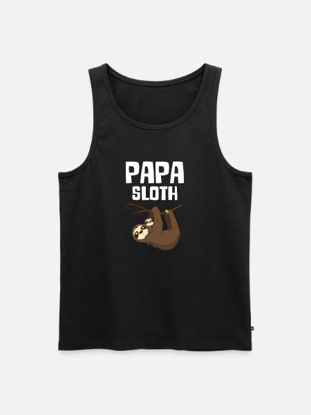 Papa Sloth - Männer Premium Bio Tank Top - Schwarz