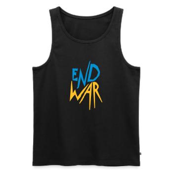 Ukraine End War - Men's Premium Organic Tank Top - black - Front - AI Model Male 178 light (178cm)