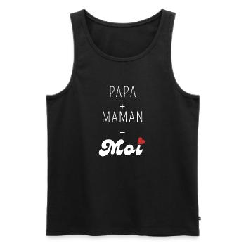 Papa plus maman égal moi - Débardeur bio Premium Homme - noir - Devant - Michal (187cm)