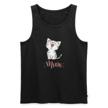 Mignon Kawaii drôle de chat disant miaulement - Débardeur bio Premium Homme - noir - Devant - Michal (187cm)