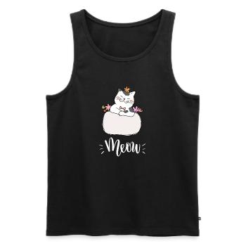 Niedliche Kawaii lustige Katze mit Blumen, die Miauen sagen - Männer Premium Bio Tank Top - Schwarz - Vorne - AI Model Male 178 light (178cm)