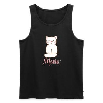 Mignon Kawaii drôle de chat disant miaulement - Débardeur bio Premium Homme - noir - Devant - Michal (187cm)