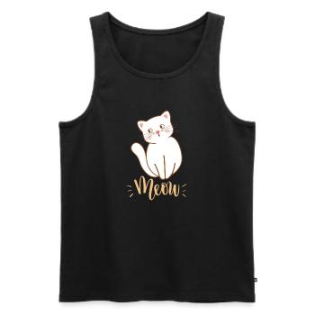 Mignon Kawaii drôle de chat disant miaulement - Débardeur bio Premium Homme - noir - Devant - Michal (187cm)