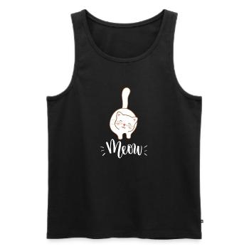 Mignon Kawaii drôle de chat disant miaulement - Débardeur bio Premium Homme - noir - Devant - Michal (187cm)