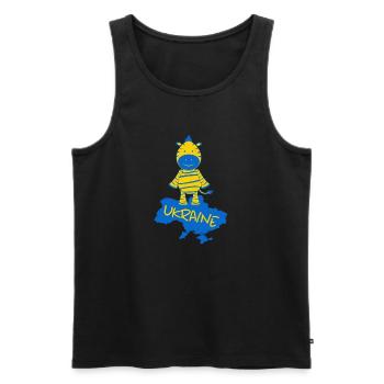 support UKRAINE "ukrainisches zebra" slava ukraini - Männer Premium Bio Tank Top - Schwarz - Vorne - Michal (187cm)
