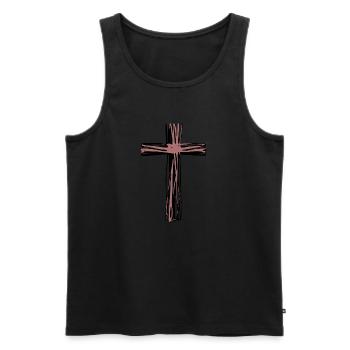Croix en bois - Débardeur bio Premium Homme - noir - Devant - Michal (187cm)