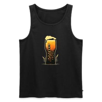 Cool illustration beer glass with malting barley - Men's Premium Organic Tank Top - black - Front - Michal (187cm)