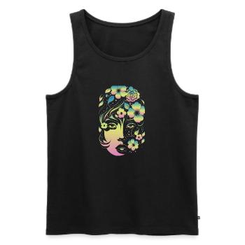 flower woman color - Débardeur bio Premium Homme - noir - Devant - AI Model Male 178 light (178cm)