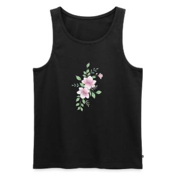Weiße rosa Blume - Männer Premium Bio Tank Top - Schwarz - Vorne - AI Model Male 178 light (178cm)