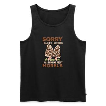 Thinking About Morels Mycology Mushroom Morel - Men's Premium Organic Tank Top - black - Front - Michal (187cm)