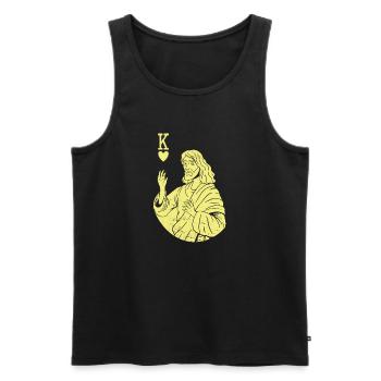 L’équipe Jésus-Christ est le Roi de Cœur Religieux - Débardeur bio Premium Homme - noir - Devant - Michal (187cm)