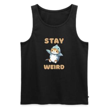 Funny cat tees/ Stay weird T-Shirt - Men's Premium Organic Tank Top - black - Front - Michal (187cm)