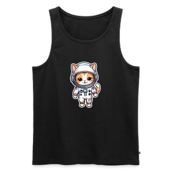chat astronaute - espace - Débardeur bio Premium Homme - noir - Devant - Michal (187cm)