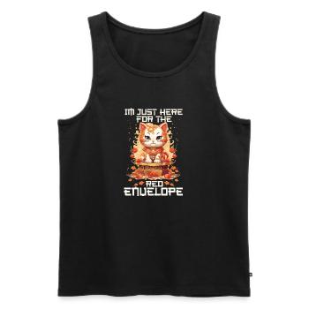 Chat porte-bonheur du Nouvel An chinois juste ici pour le - Débardeur bio Premium Homme - noir - Devant - AI Model Male 178 light (178cm)