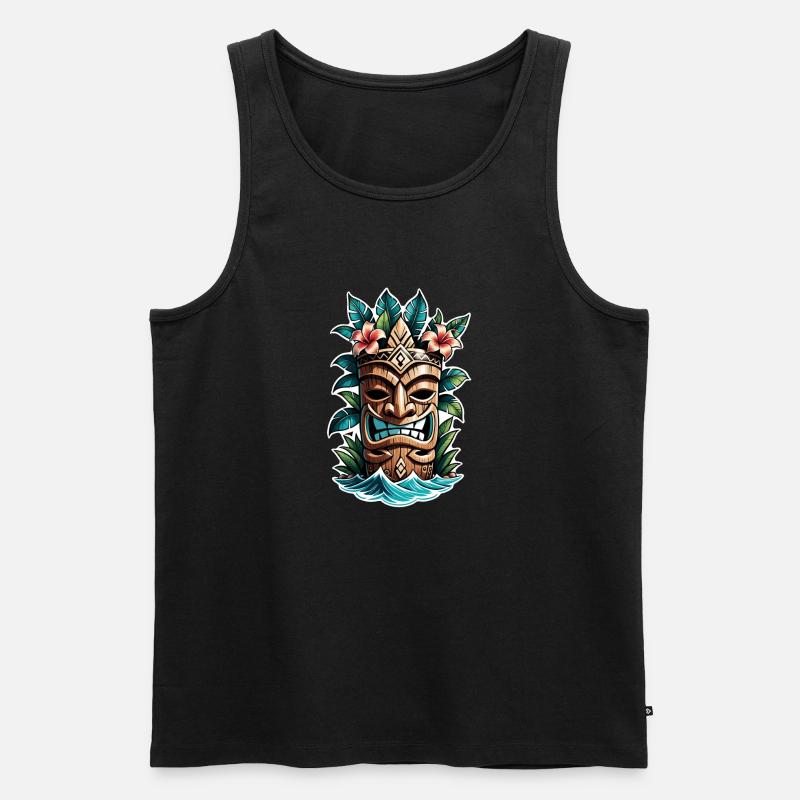 Tiki Beach - Polynesia Statue - Men's Premium Organic Tank Top - black