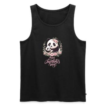 Joyeuse fête des mères Couronne florale maman Panda - Débardeur bio Premium Homme - noir - Devant - Michal (187cm)