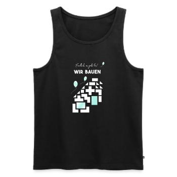wir bauen weiß ohne jahr - Männer Premium Bio Tank Top - Schwarz - Vorne - AI Model Male 178 light (178cm)
