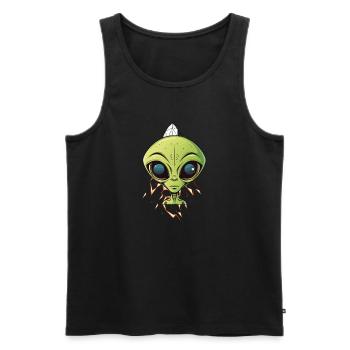 Tête d’extraterrestre sur un vaisseau spatial - Débardeur bio Premium Homme - noir - Devant - AI Model Male 178 light (178cm)