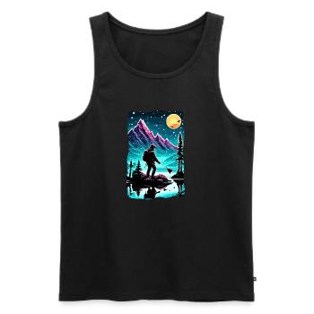 Angler Siluette / angeln / Fisch / See / Sport - Männer Premium Bio Tank Top - Schwarz - Vorne - AI Model Male 178 light (178cm)