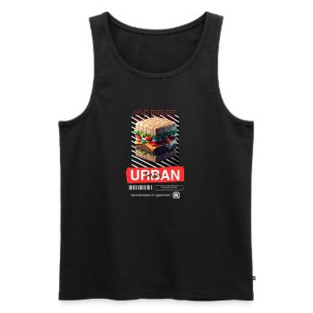 Cube Burger - Débardeur bio Premium Homme - noir - Devant - Michal (187cm)