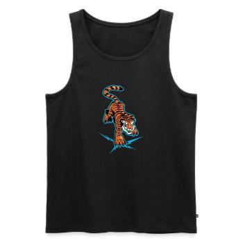 Tiger and lightning under the paws - Men's Premium Organic Tank Top - black - Front - AI Model Male 178 light (178cm)