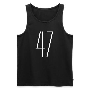 47 - Men's Premium Organic Tank Top - black - Front - AI Model Male 178 light (178cm)