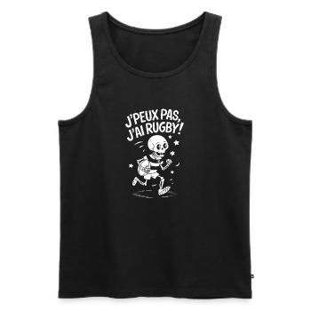 J' peux pas j'ai Rugby ! - Débardeur bio Premium Homme - noir - Devant - Michal (187cm)