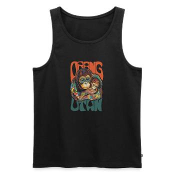 Orang-Utan Mom & Baby – Farbenfrohes Leben - Männer Premium Bio Tank Top - Schwarz - Vorne - AI Model Male 178 light (178cm)
