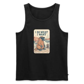 Ornithorynque Je fais ce que je veux Mème drôle - Débardeur bio Premium Homme - noir - Devant - AI Model Male 178 light (178cm)