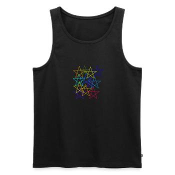 Fünfecke, bunt, Muster, Sterne,outline - Männer Premium Bio Tank Top - Schwarz - Vorne - Michal (187cm)