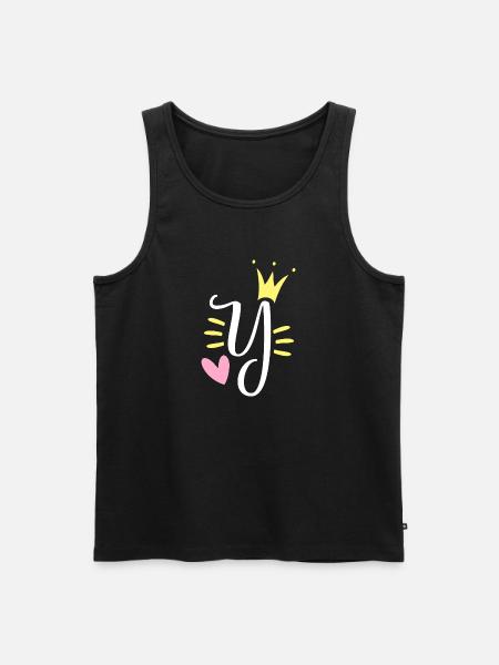 Buchstabe Y Anfangsbuchstabe Krone - Männer Premium Bio Tank Top - Schwarz