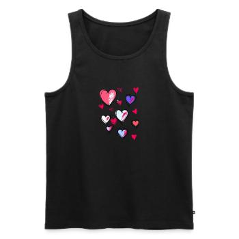 Hearts, sketch, drawing, heart, colorful hearts, pink - Men's Premium Organic Tank Top - black - Front - AI Model Male 178 light (178cm)