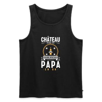 Papa Château papa en or au top cuvée spéciale - Débardeur bio Premium Homme - noir - Devant - Michal (187cm)