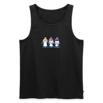 Cute penguins in winter look - Men's Premium Organic Tank Top - black - Front - AI Model Male 178 light (178cm)