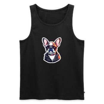 Französische Bulldogge Hund Illustration - Männer Premium Bio Tank Top - Schwarz - Vorne - AI Model Male 178 light (178cm)