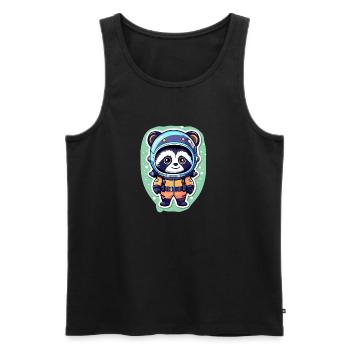 Waschbär Astronaut Illustration - Männer Premium Bio Tank Top - Schwarz - Vorne - Michal (187cm)